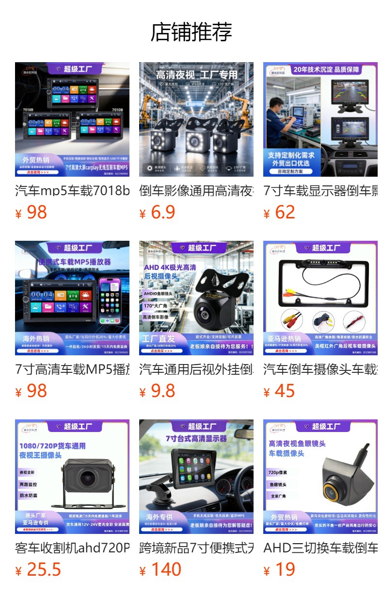 Reverse Camera Infrared Rear View Camera 9-24V Car Passenger Truck High-Definition Night Vision Bus Camera