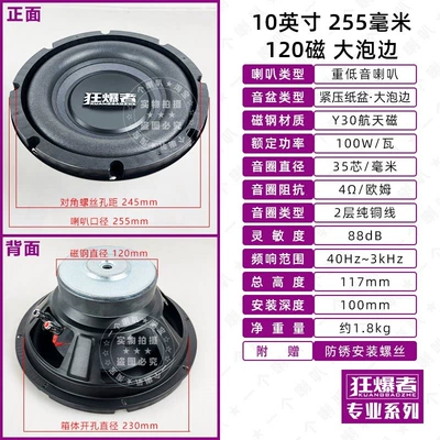 6.5inch 8inch Other 0inch Car speaker/subwoofer - 10-inch-120-magnet-black-100w-terminal-block