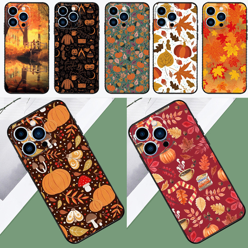 Suitable for Apple Mobile Phone Case Autumn Leaves Autumn Halloween iPhone 15 Case 14 Pro Max iPhone 1