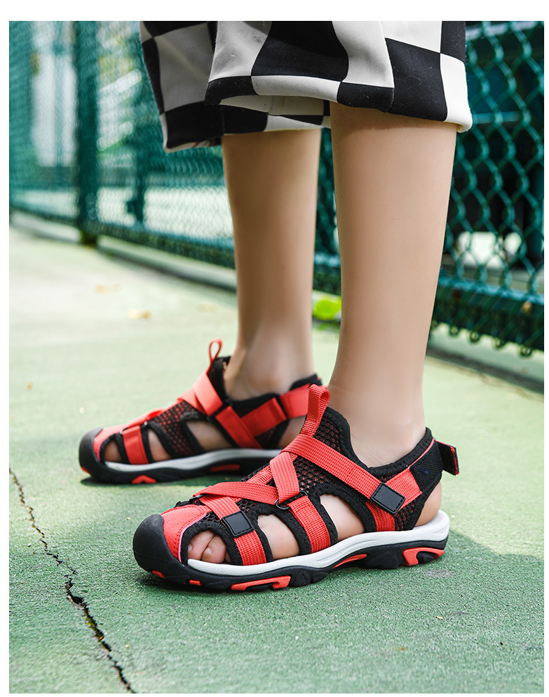 Chłopięce sandały dziecięce letnie sportowe sportowe sandały plażowe sportowe na świeżym powietrzu Slip wygodne sandały z odkrytymi palcami_voghion.com