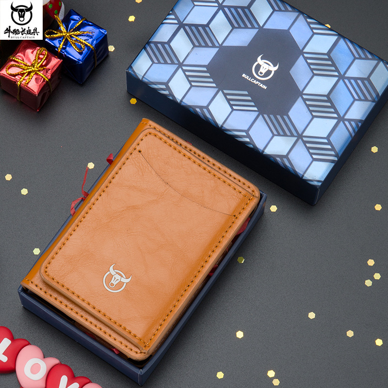 Captain NIU billetera para hombre titular de la tarjeta titular del teléfono móvil dólar estadounidense billetera pequeña retráctil de aleación de aluminio titular de la tarjeta caja de regalo