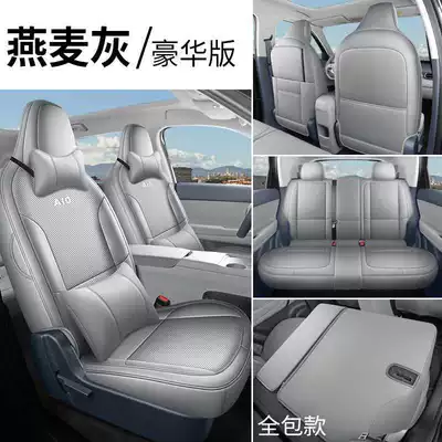 Cover, Custom Perforated Leather — Modelə uyğun (Original) oturacaq örtükləri - oatmeal-gray-deluxe-edition-rear-row-all-inclusive-leapmoon-a10-special-five-seater