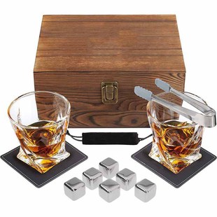 Wooden Ice Tartar Packaging Box Whiskey Wooden Box Beer Storage Box Wine Glass Set Customization