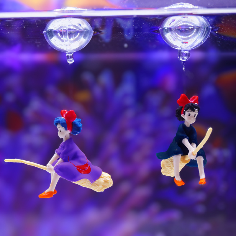 Decoración para Acuario Little Red Book, Personaje de Hada Buzo Acuático, Bruja Pequeña, Estilo Hayao Miyazaki, Magia Púrpura