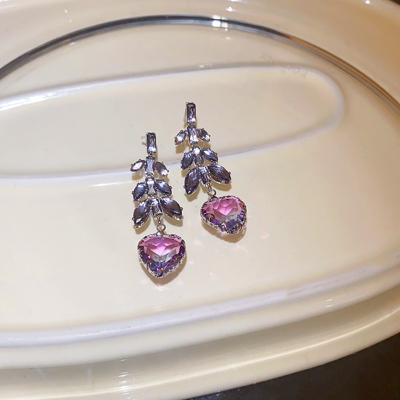 16g Weight Artificial Gemstones Inlay Material Drop Earrings Classification 1 Pair Quantity 1 Pair Classic Style Water Droplets Copper Inlay Artificial Gemstones Drop Earrings