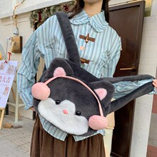 可爱耳机小猫毛茸茸大容量双肩卡通背包2025新款玩偶包包女书包