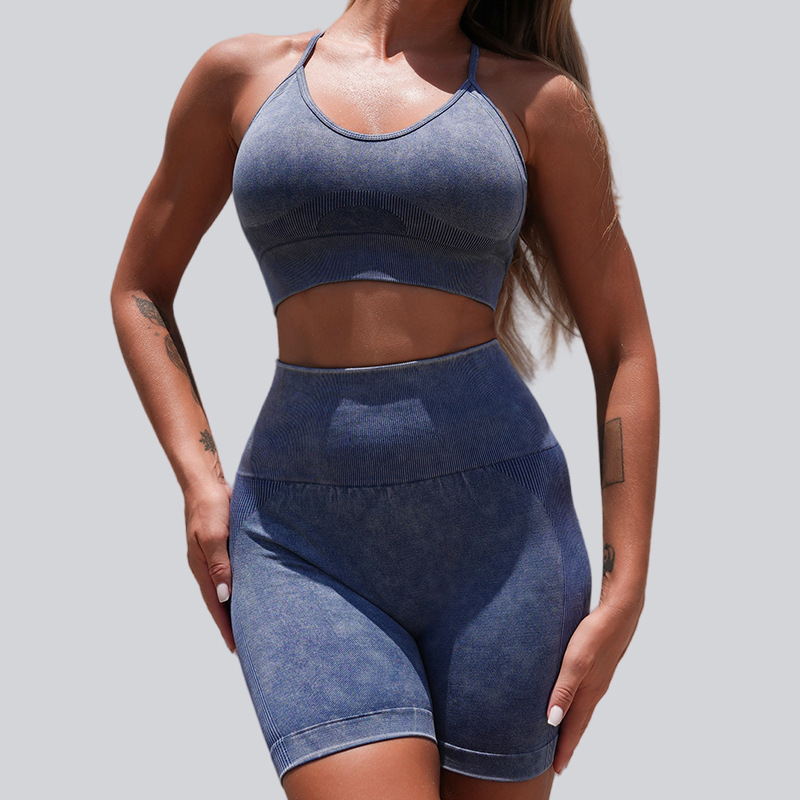 Nuevos pantalones cortos transfronterizos con umbilical abierto, yoga, elevación de cadera, cintura alta, Amazon, ropa de mujer apretada europea y americana, mangas cortas