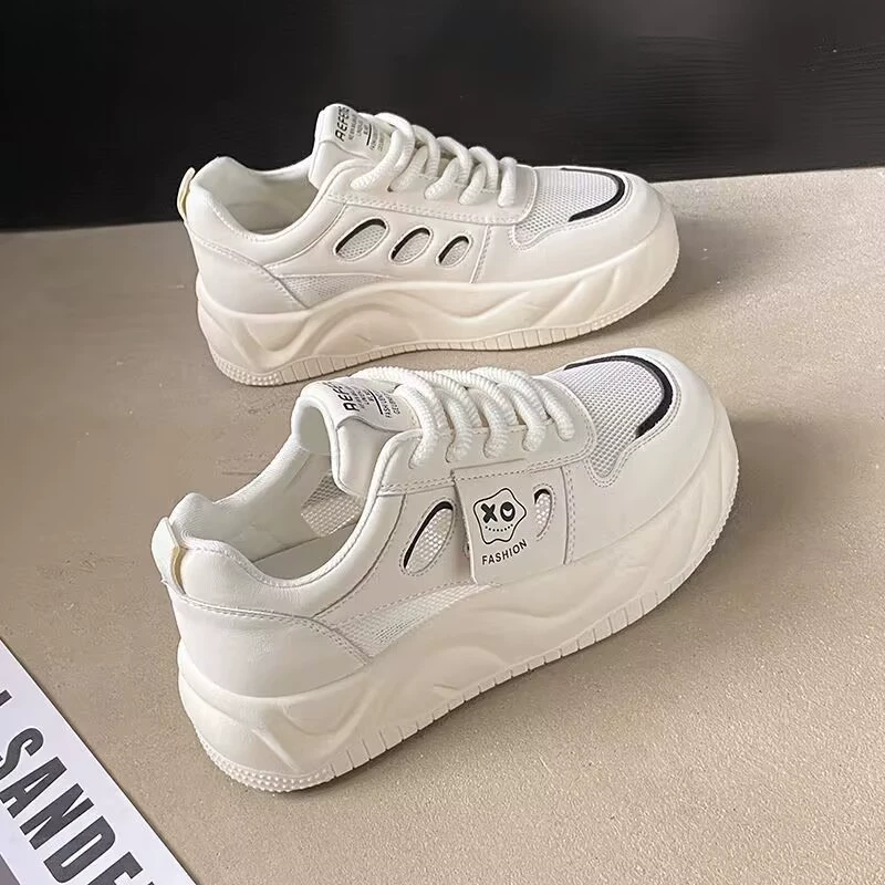 Tide, white shoes platform, footwear, mesh breathable universal sneakers for leisure, trend of season