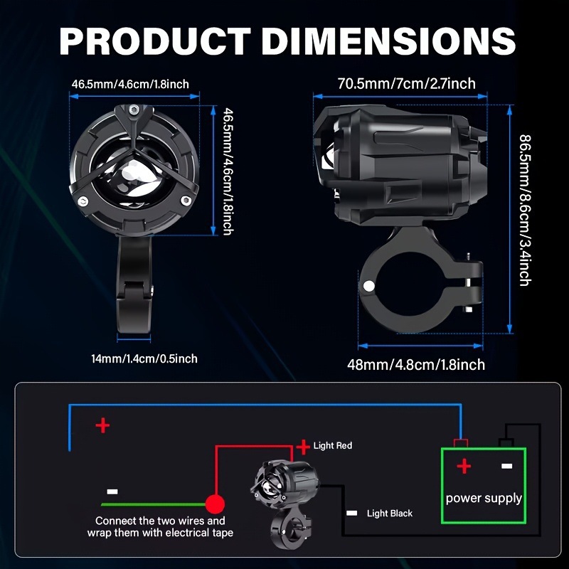 Mercedes-Benz Waterbird External Spotlight Universal Dual-Lens Headlight for Motorcycles and Electric Vehicles, Yellow-White Dual-Color Focused Light Modification