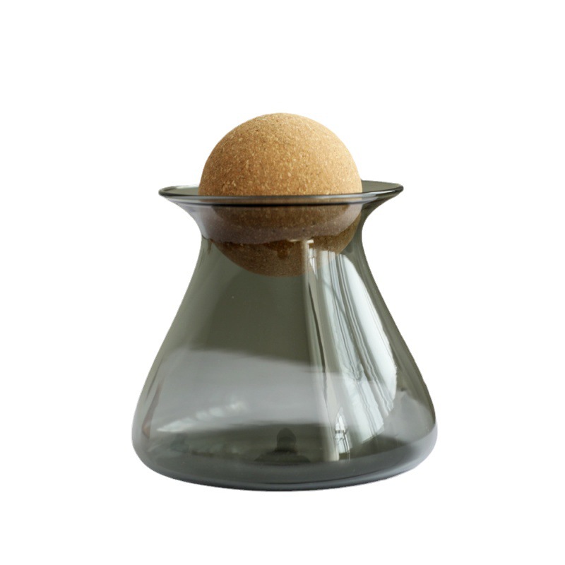 Frasco de almacenamiento de vidrio resistente al calor con tapón de corcho colorido, frasco sellado para té perfumado, frasco para té, granos, artículos de cocina, botella pequeña