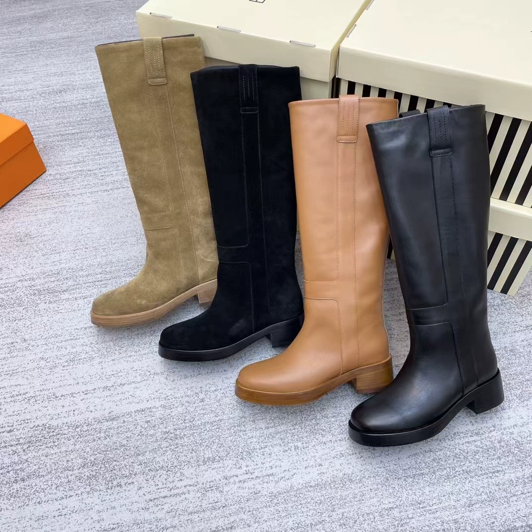 Верхняя версия на уровне шкафа! 24 осенние и зимние новые сапоги из оленьей кожи с высокой трубкой
