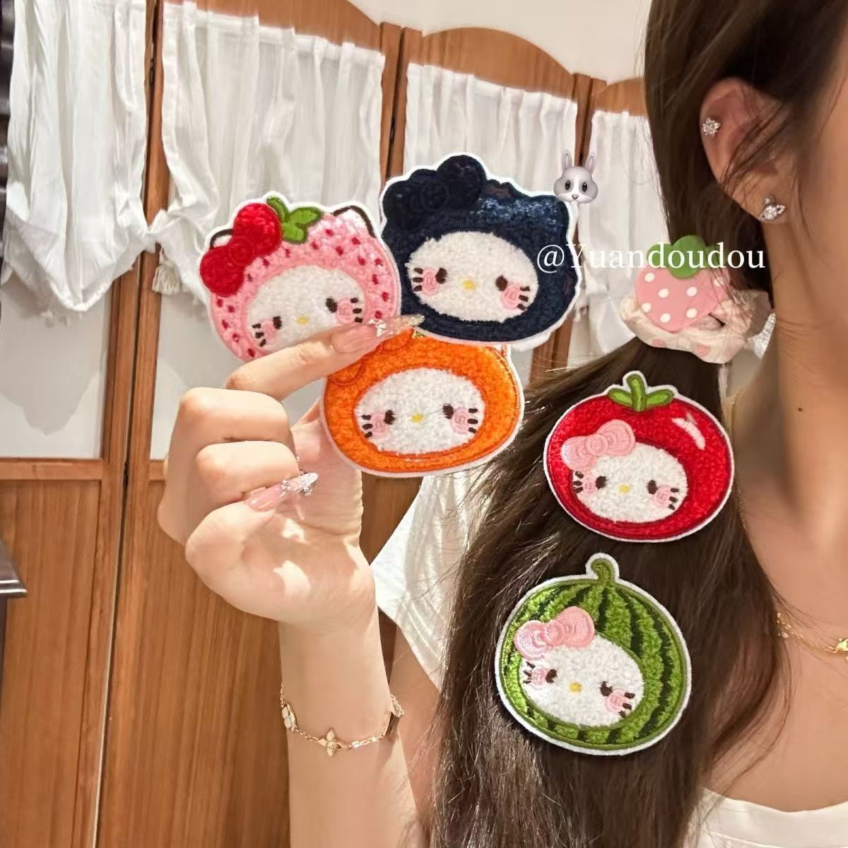 Creative fruit watermelon magic stickers, tomato and strawberry designs, cute and girly, for face washing, makeup, bangs, and tidying up stray hair