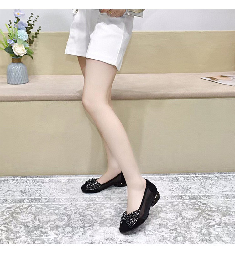 Giày bệt nữ da thật mũi tròn lưới thoáng khí đế bằng — Lưới da cừu 2.5 cm chi tiết 6
