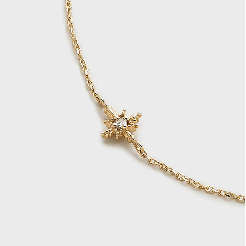 Huangjin Japanese Style Nojes* Simple and Exquisite Thin Chain Zircon Bracelet New 925 Silver Gold-Plated Starburst Bracelet