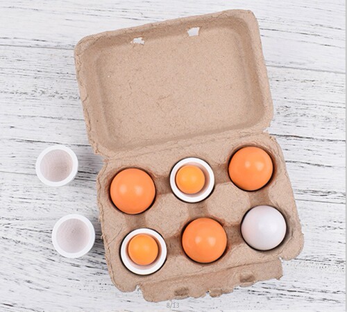 Wooden children's simulated egg duck egg pretend play cutting fun food recognition DIY colored painting kitchen toy