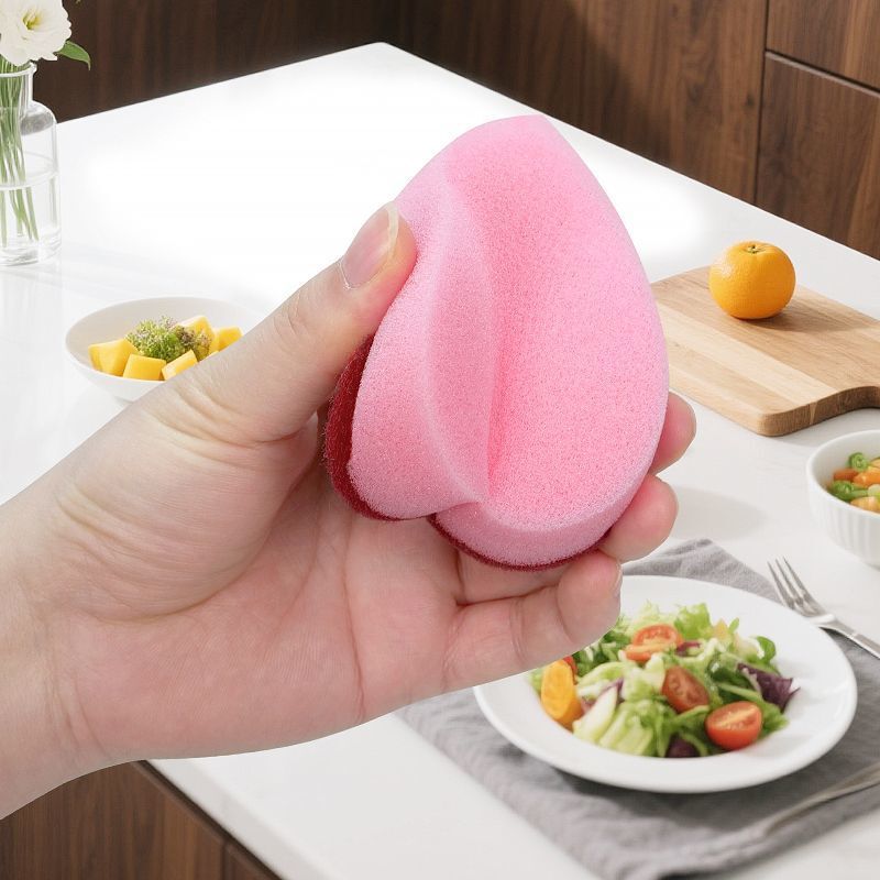 Korean-Style Cute Wine Red Heart-Shaped Sponge Dishcloth, High-End Dishwashing Towel, Absorbent Pot Brush for Kitchen Cleaning Korean-Style Cute Wine Red Heart-Shaped Sponge Dishcloth, High-End Dishwashing Towel, Absorbent Pot Brush for Kitchen Cleaning