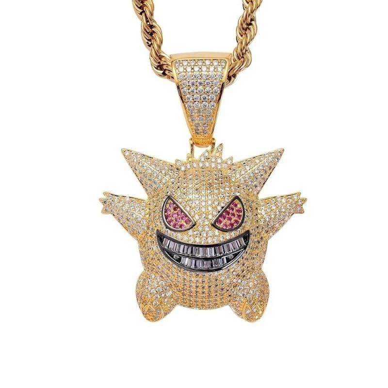 Xinghe europea y americana personalizada anime GENG fantasma elfo suéter cadena colgante mascota monstruo diamante incrustado hip hop collar al por mayor