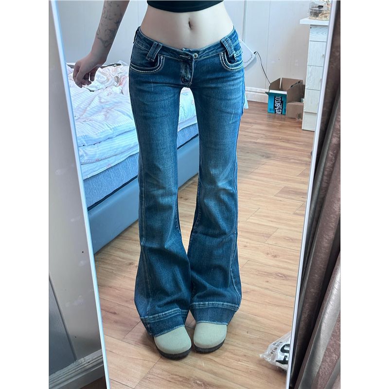 American Style Spicy Low-Waist Flared Jeans for Women, New Design with Stretchy Slimming Effect, Y2K Millennium Bootcut Pants American Style Spicy Low-Waist Flared Jeans for Women, New Design with Stretchy Slimming Effect, Y2K Millennium Bootcut Pants