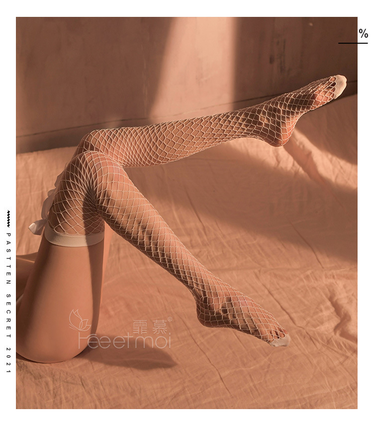 Feimu Women’s Open-Crotch Sheer Stockings, Long Tube Black Hosiery, One Size — detail image 19