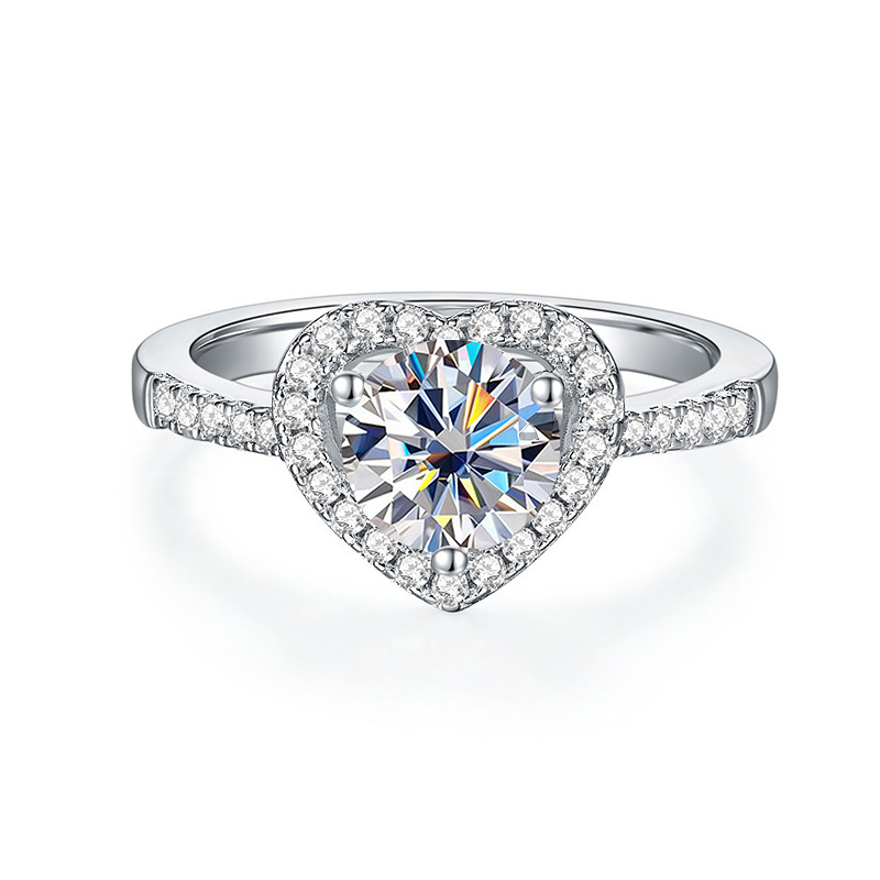 Transfronterizo para 2022 nuevo anillo de plata esterlina s925 de 1 quilate para mujeres, anillo de piedra de moissanita, ventas calientes