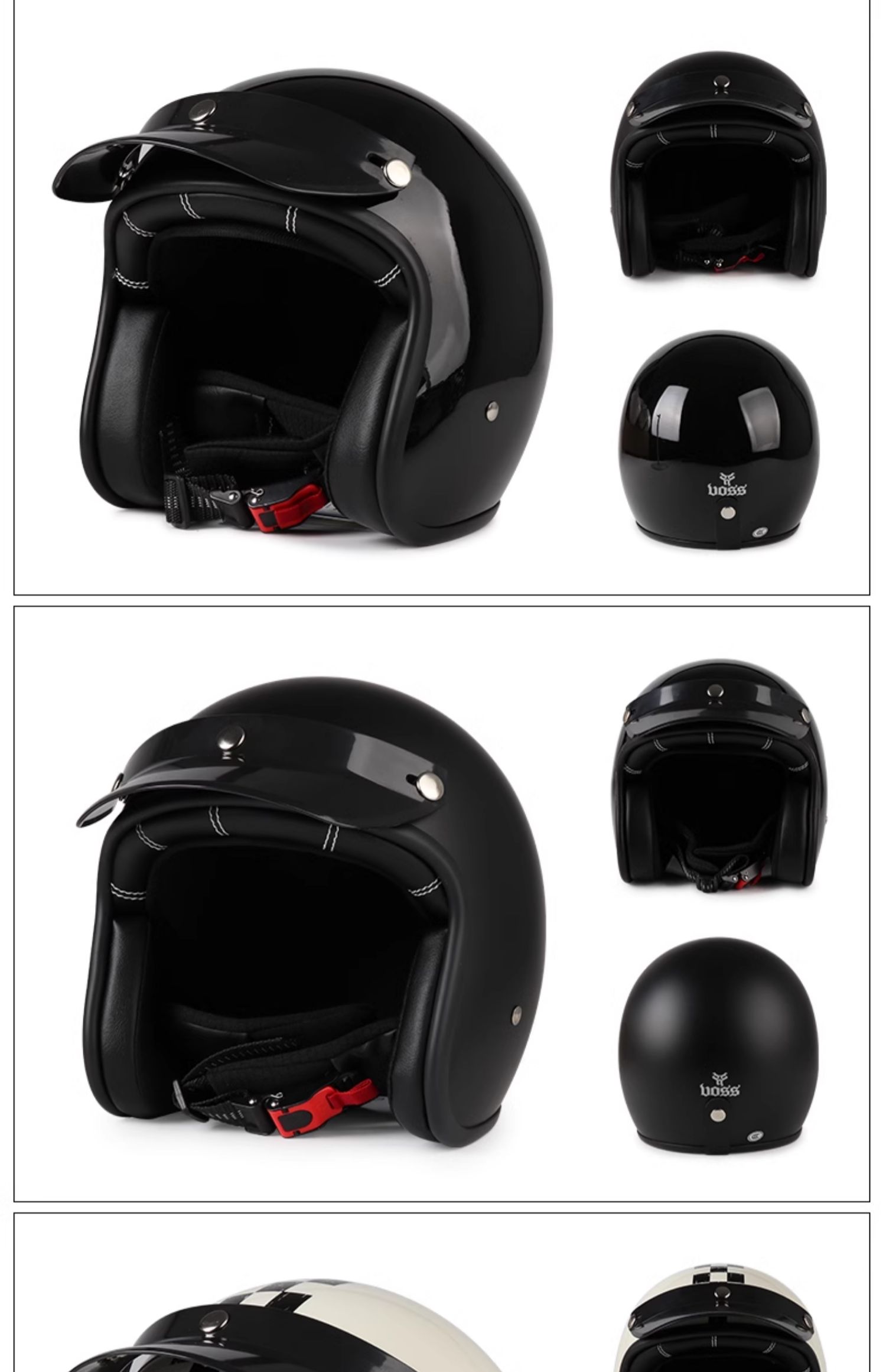 3C Certified Retro 3/4 Motorcycle Helmet - Cruiser, Electric Bike