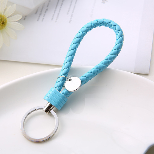 Creative and simple handmade leather rope braided car keychain thickened and practical waist hanging couple's bag pendant keychain