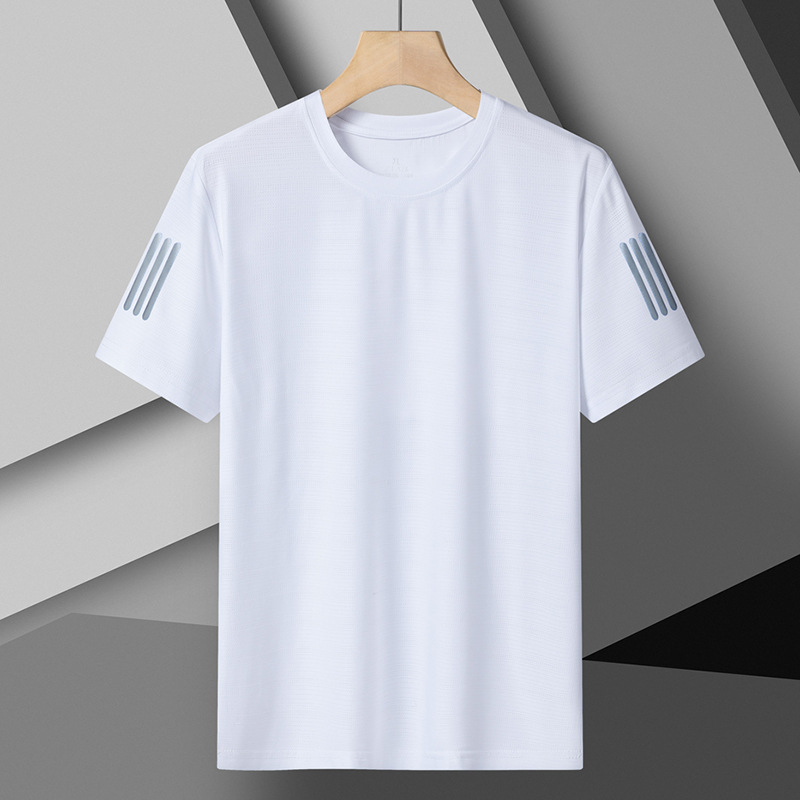 Ropa de secado rápido para hombres de manga corta de seda de hielo de verano extra grande, deportes y ocio, ropa de secado rápido para exteriores de gran tamaño transpirable, media manga para hombres image 14