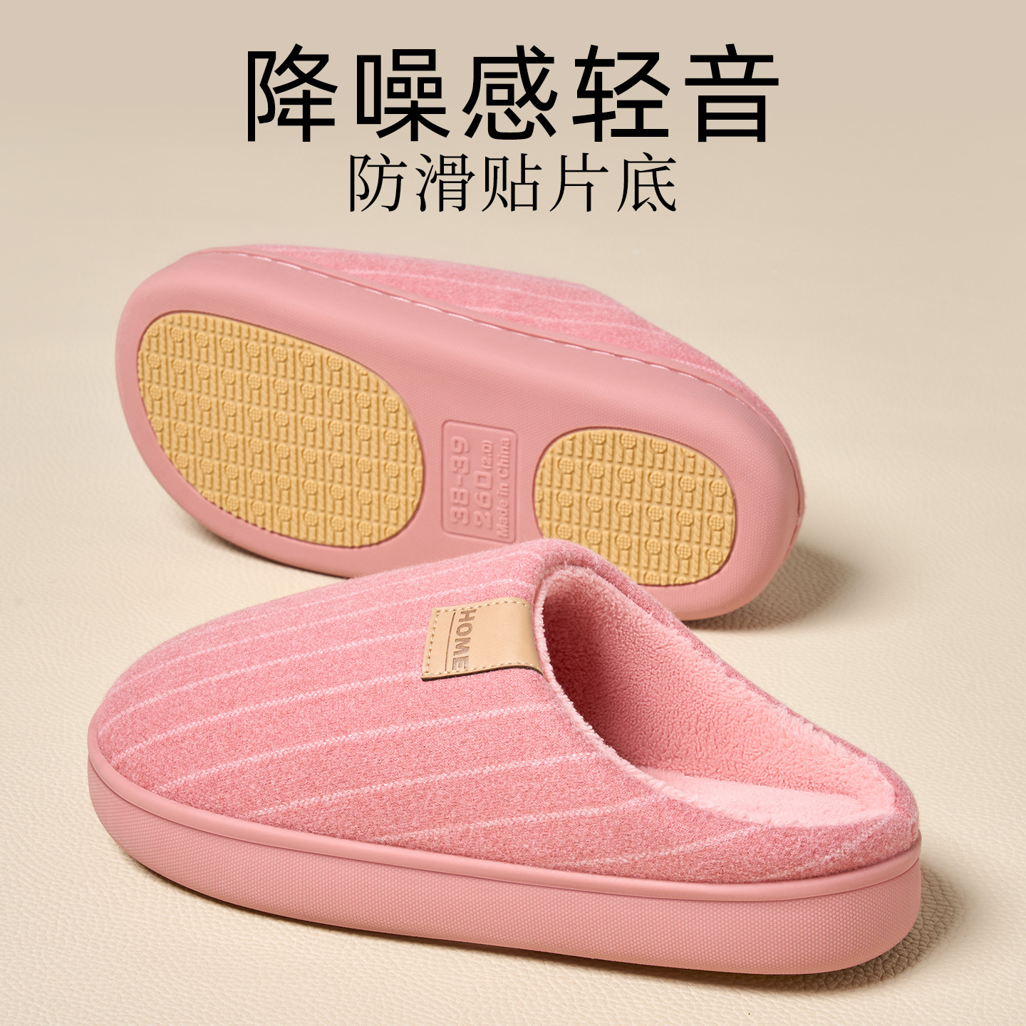 Zapatillas de Algodón de Talla Grande para Hombre de lana artificial y TPR, antideslizante, cálido, para el hogar
