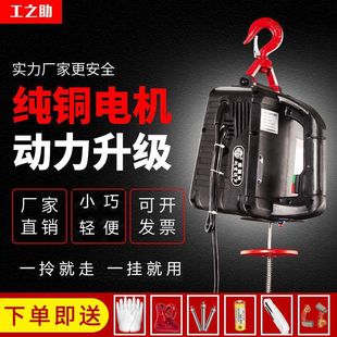 Remote control electric hoist 220v small crane household small lifting 0.5 tons mini portable hoist electric hoist