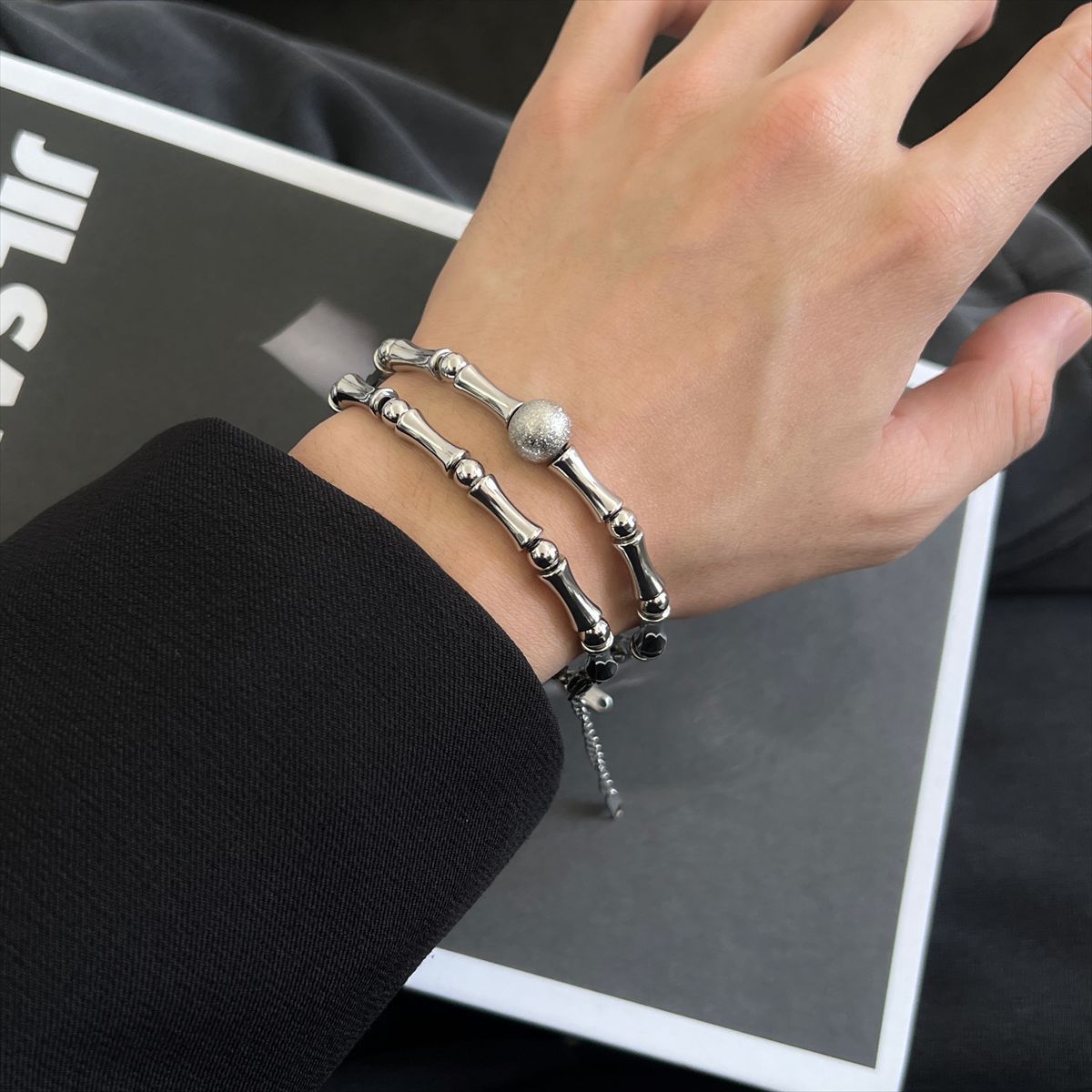 Titanium Steel Bamboo Bracelet Men's High-End Niche Design Bracelet Rising Bracelet Student Couple Bracelet Accessories