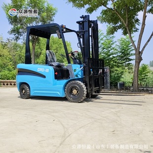 2-Ton Loading and Unloading Pallet Truck Four-Wheel Loading and Unloading Lift Stacker Shandong Zhongyuan New Energy Ride-On Electric Forklift