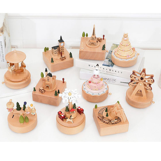 Creative Music Box Wooden Music Box Girls Carousel Children's Valentine's Day Girlfriend's Birthday Tanabata Gift
