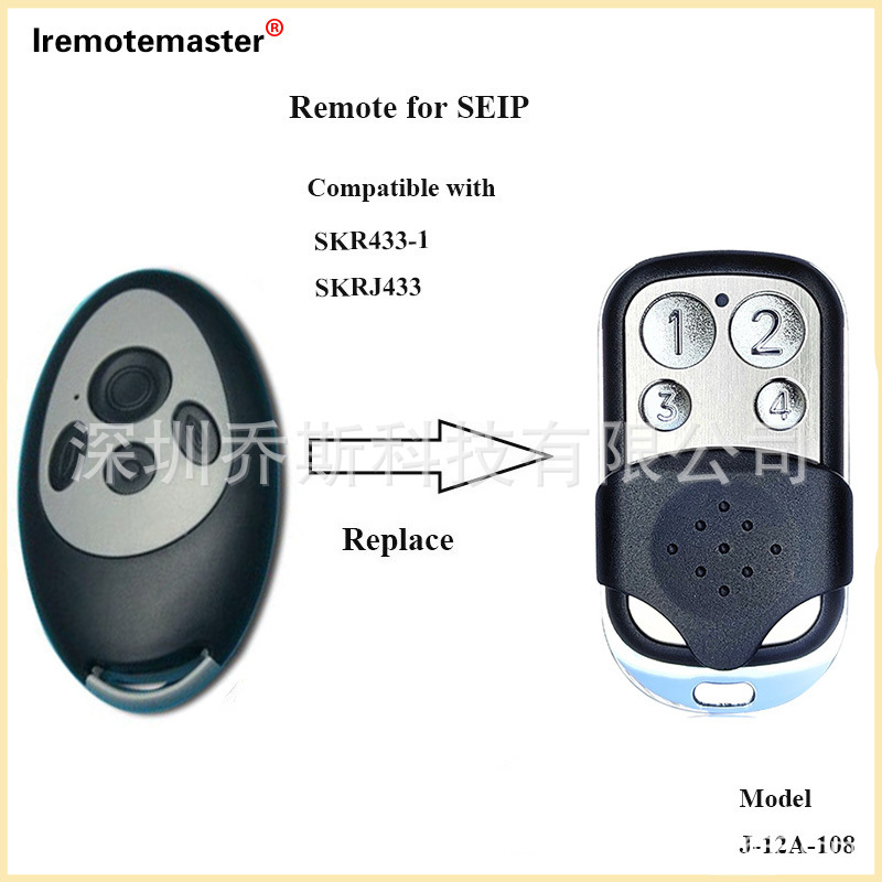 外贸433.92mhz1234按键 车库门遥控器兼容 SEIP TM60 SKR Remote