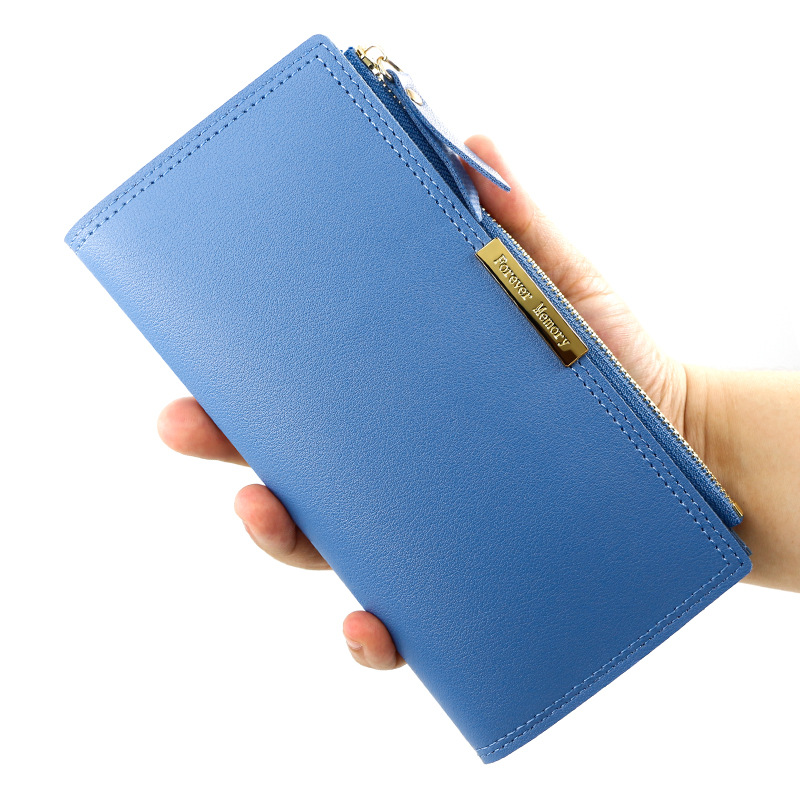 Cartera larga para mujer elegante y simple, bolso para tarjeta de gran capacidad, monedero, embrague, billetera con cremallera, suministro directo transfronterizo