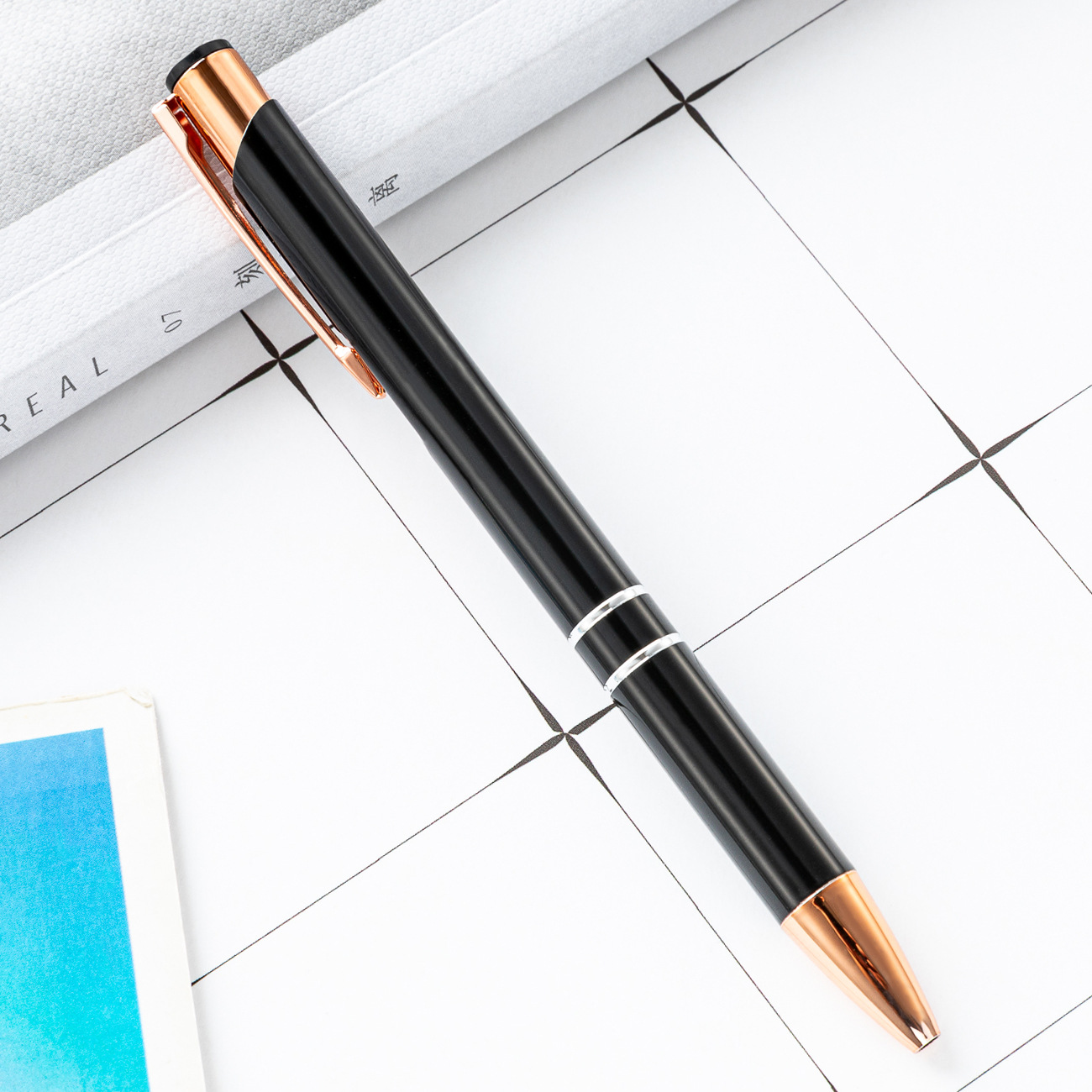 Metal bolígrafo de presión dos bobinas de aluminio barra de pluma de negocios puede imprimir logotipo publicitario regalo bolígrafo promocional fábrica al por mayor