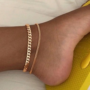 New European and American Exaggerated Jewelry Personalized Alloy Anklet Niche Design Ins Style Multi-Layer Anklet Women's Simple Wholesale
