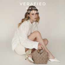 VERAFIED轻奢小众设计美拉德牛皮手提包格雷系灰色斜挎手工编织包