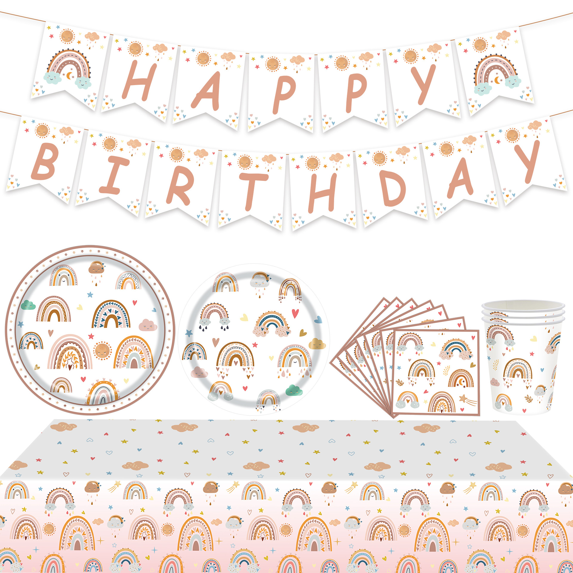 Birthday Rainbow Paper Party Tableware display picture 1