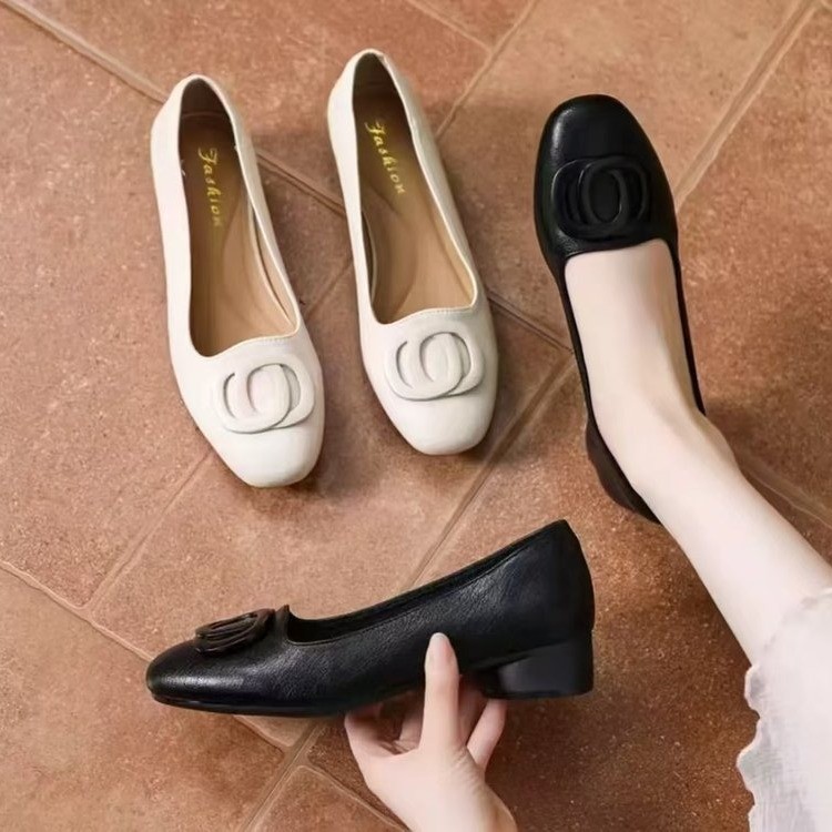 2026 primavera nueva variedad de zapatos Bean, zapatos de cuero suave, zapatos de cuero suave de suela plana, zapatos de cuero suave cuadrados, zapatos simples