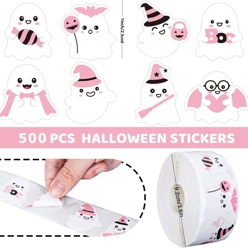 500 ステッカー/ロールハロウィンホリデーお祝いラウンドレーザー自己粘着ステッカーラベルシールステッカー|undefined