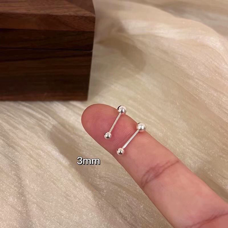 Сережки-гвоздики, 925 проба серебра, корейский минимализм, размеры 2–11 мм
