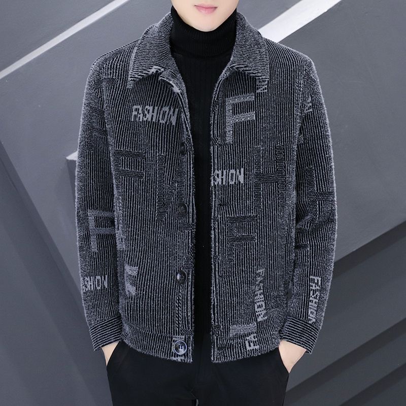 Fleece-Lined Thick Men's Wool Coat Autumn and Winter New Casual Woolen Jacket Versatile Trendy Short Lapel Jacket