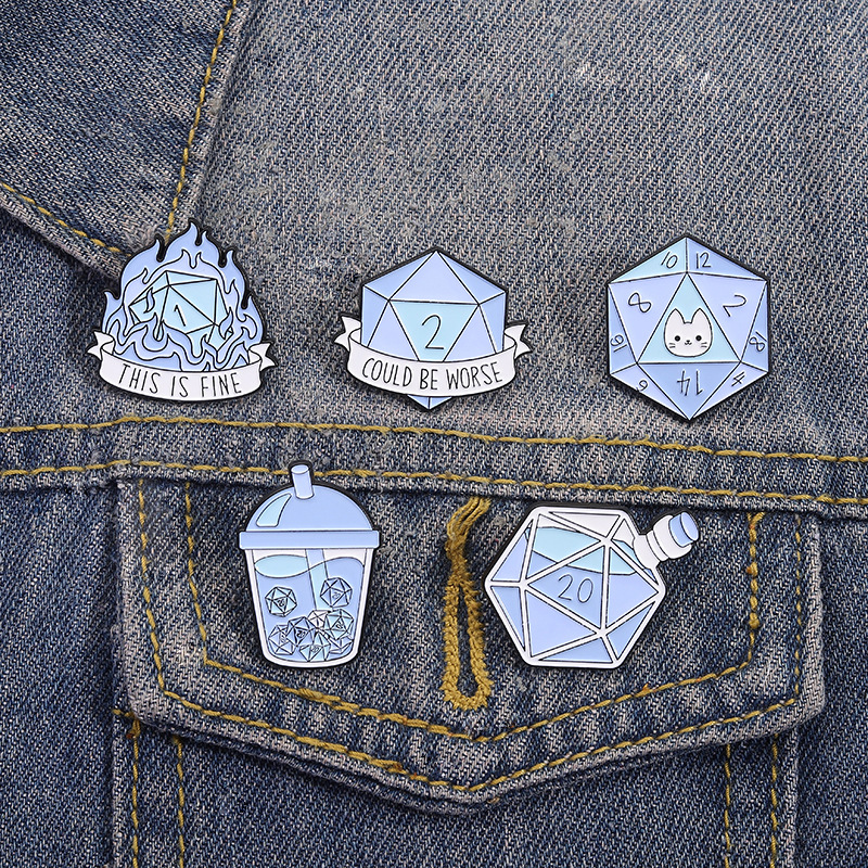 Comic Style Dice Underground with Dragons Versatile Anime Film and Television Peripheral Metal Brooch Clothing Accessories Exquisite Badges