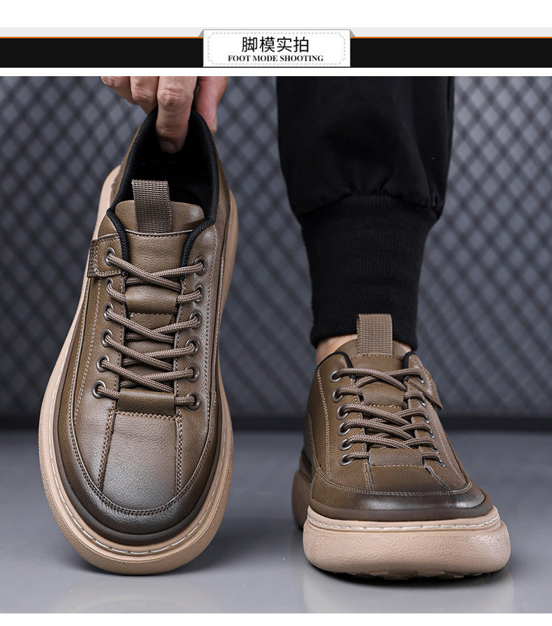 Giày da nam sneaker cổ thấp phong cách retro, đế cao su, dây buộc, phù hợp đi chơi và lái xe — GX1617 màu nâu, GX1617 màu đen chi tiết 14