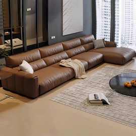 头层牛皮复古风皮艺沙发客厅大小户型现代简约真皮客厅沙发