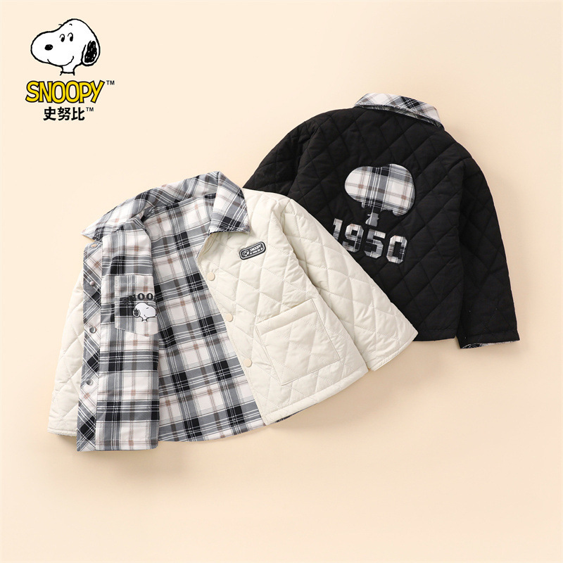 Snoopy Children's Cotton Jacket 2024 Autumn and Winter New Spring and Autumn Double-sided Cotton-padded Clothes Children's Shirt Cotton-padded Coat