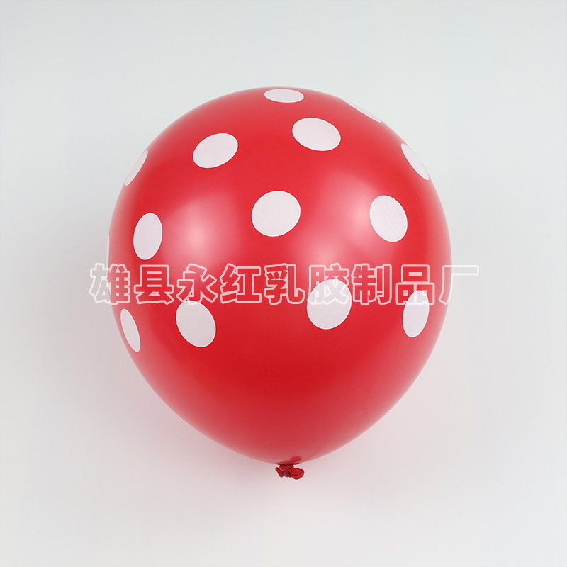 12 pulgadas ondulado punto de globo espeso punto de color globo impreso globo de látex redondo