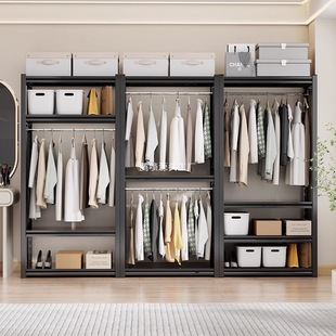 Simple Wardrobe Storage Shelf Wardrobe Assembly DIY Homemade Angle Steel Clothes Hanger Rental Renovation Cloakroom Shelf