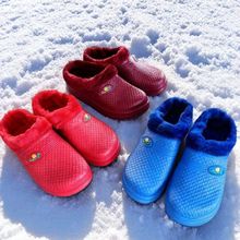 冬季男款加绒半拖棉雨鞋厚底一体EVA保暖防水半拖鞋女款棉拖鞋