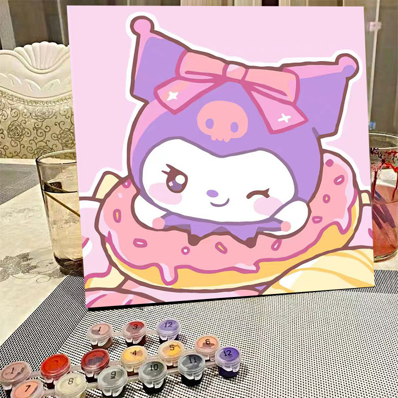 デジタル油絵diyの塗り絵の子供は漫画のアニメを埋めて色を塗ります。|undefined